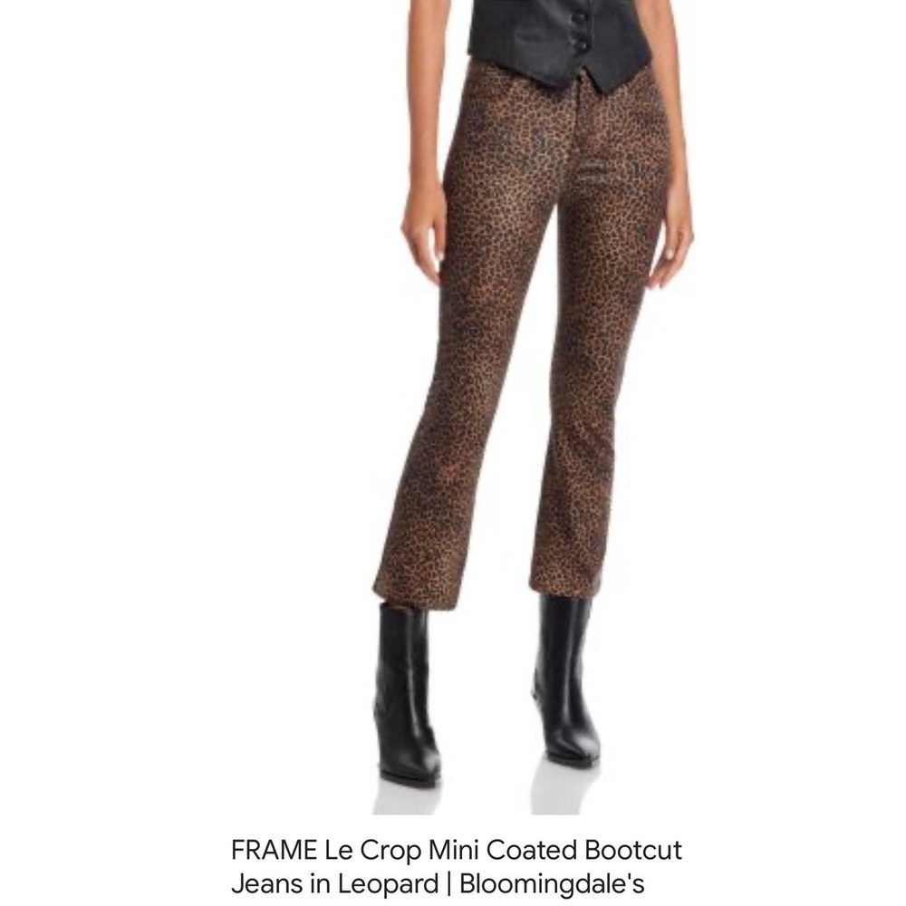 FRAME Le Crop Mini‎ Bootcut Coated Leopard Print Jeans Brown Black Size 25